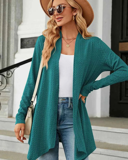 Open Front Long Sleeve Cardigan - Trendsi