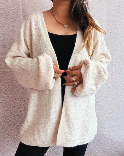 Open Front Long Sleeve Cardigan - Trendsi