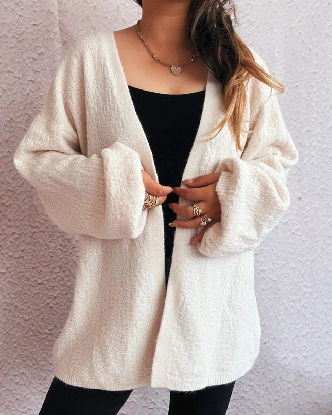 Open Front Long Sleeve Cardigan - Trendsi