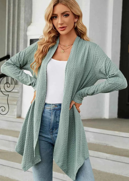 Open Front Long Sleeve Cardigan - Trendsi