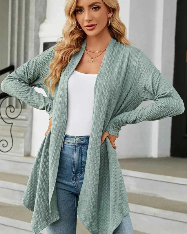 Open Front Long Sleeve Cardigan - Trendsi