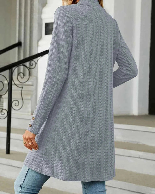 Open Front Long Sleeve Cardigan - Trendsi