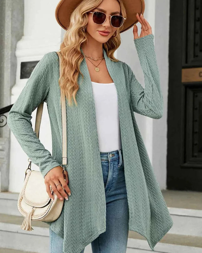 Open Front Long Sleeve Cardigan - Trendsi