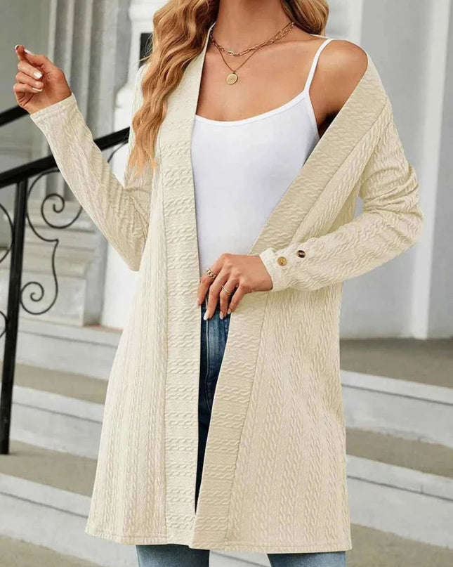 Open Front Long Sleeve Cardigan - Trendsi