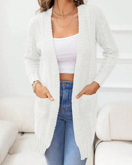 Open Front Long Sleeve Cardigan - Trendsi