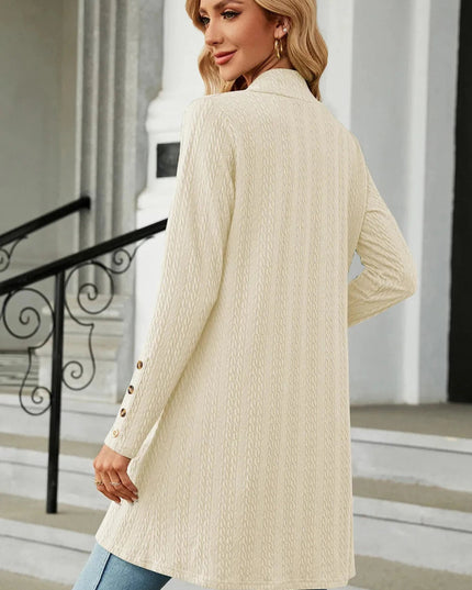 Open Front Long Sleeve Cardigan - Trendsi