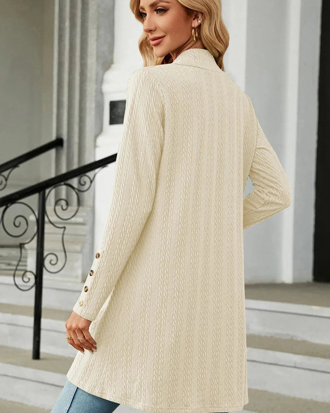 Open Front Long Sleeve Cardigan - Trendsi