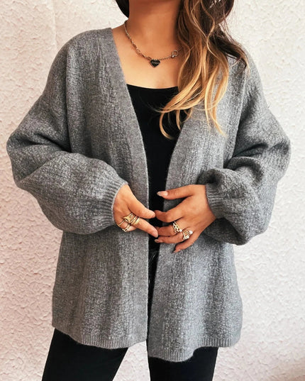 Open Front Long Sleeve Cardigan - Trendsi