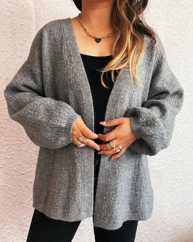 Open Front Long Sleeve Cardigan - Trendsi