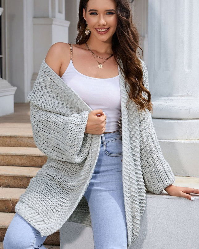 Open Front Longline Cardigan - Trendsi