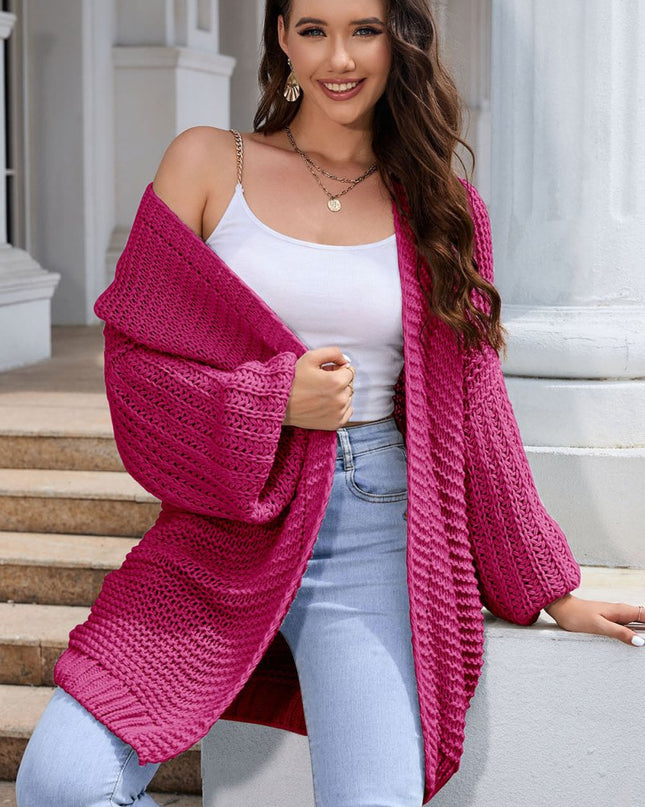 Open Front Longline Cardigan - Trendsi