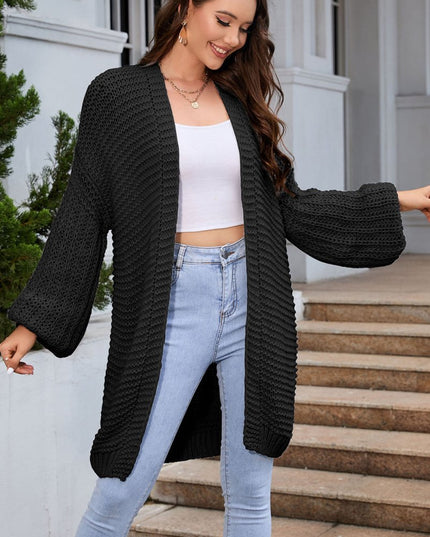 Open Front Longline Cardigan - Trendsi