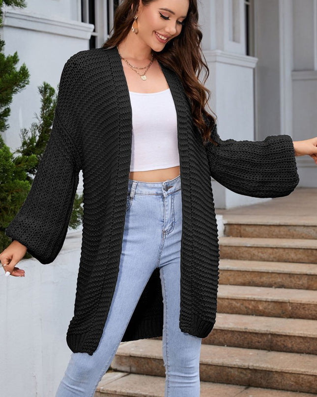 Open Front Longline Cardigan - Trendsi