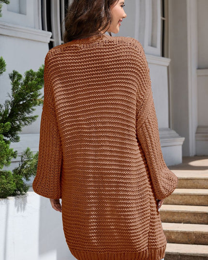 Open Front Longline Cardigan - Trendsi