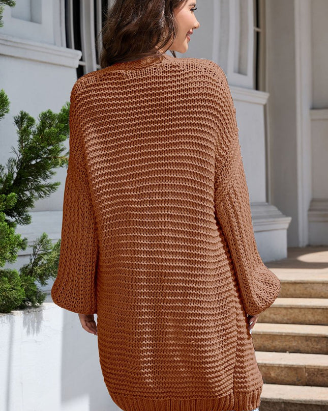 Open Front Longline Cardigan - Trendsi