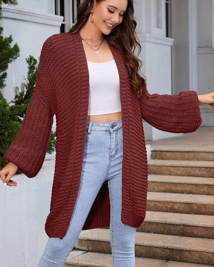 Open Front Longline Cardigan - Trendsi