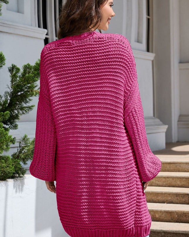 Open Front Longline Cardigan - Trendsi