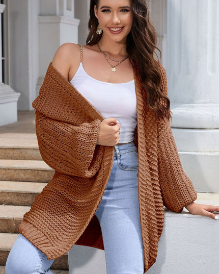 Open Front Longline Cardigan - Trendsi