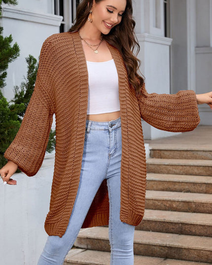 Open Front Longline Cardigan - Trendsi