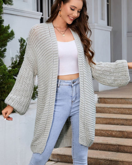 Open Front Longline Cardigan - Trendsi