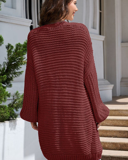 Open Front Longline Cardigan - Trendsi