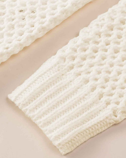 Openwork Lace - Up Hooded Sweater - Trendsi