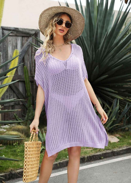 Openwork Side Slit Cover - Up Dress - Trendsi