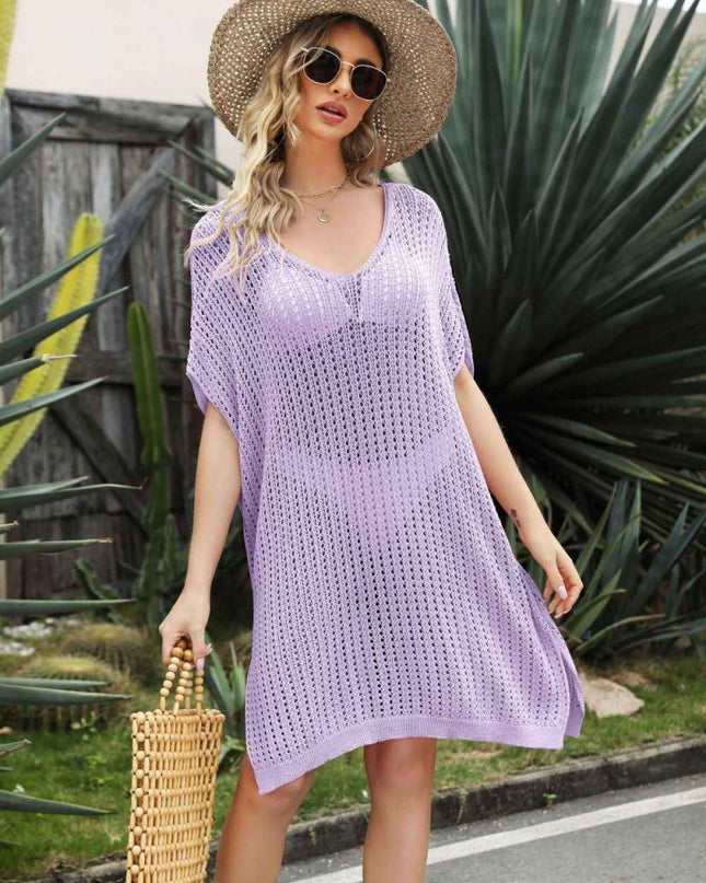 Openwork Side Slit Cover - Up Dress - Trendsi