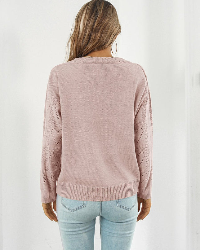 Openwork V - Neck Sweater - Trendsi