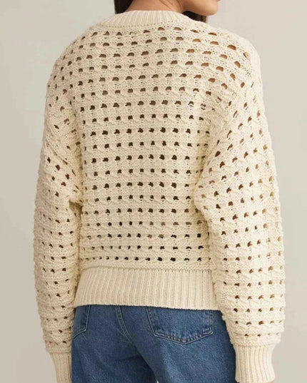 Openwork Zip - Up Cardigan - Trendsi