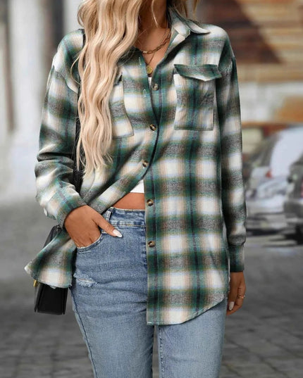 Oversized Plaid Shirt for Effortless Style and Comfort - Trendsi