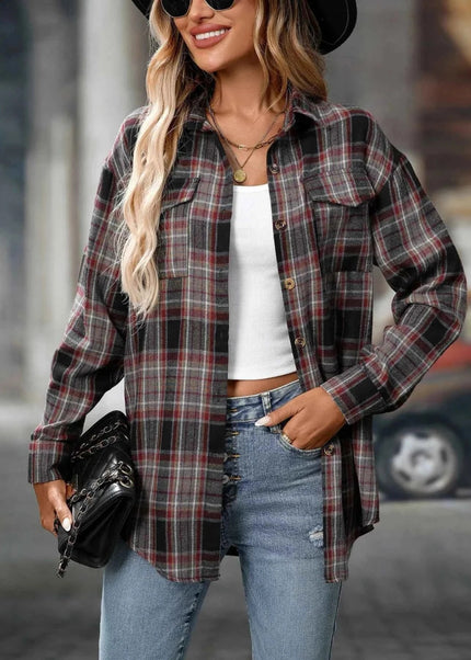 Oversized Plaid Shirt for Effortless Style and Comfort - Trendsi
