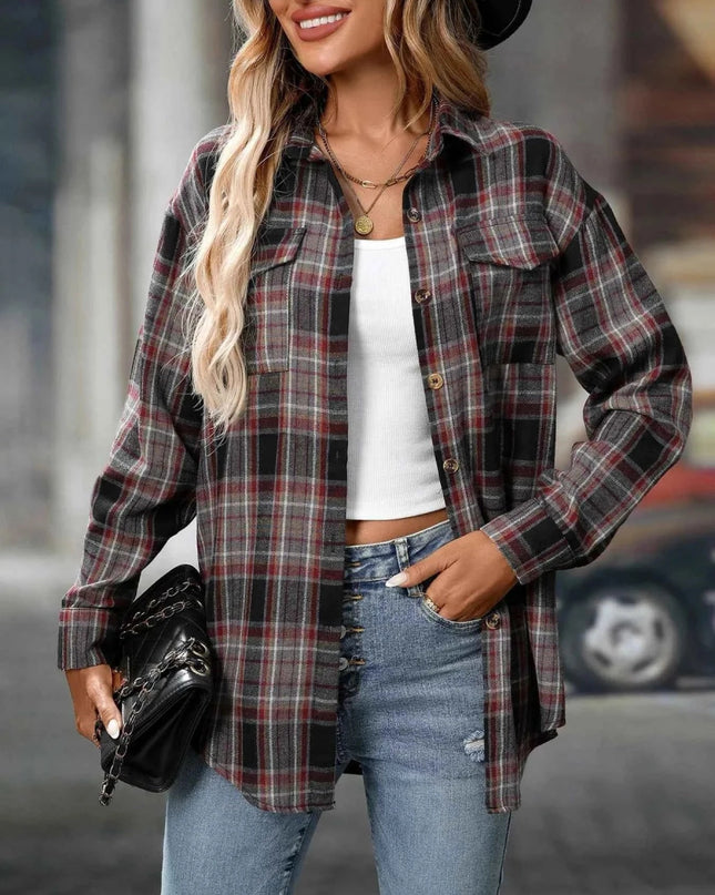 Oversized Plaid Shirt for Effortless Style and Comfort - Trendsi