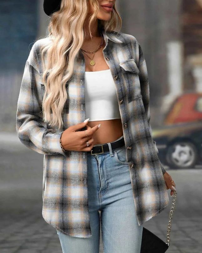 Oversized Plaid Shirt for Effortless Style and Comfort - Trendsi