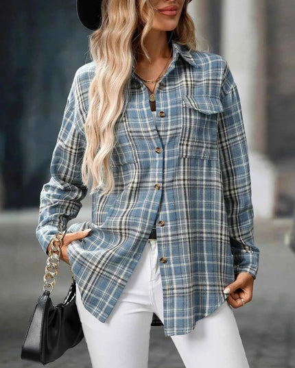Oversized Plaid Shirt for Effortless Style and Comfort - Trendsi