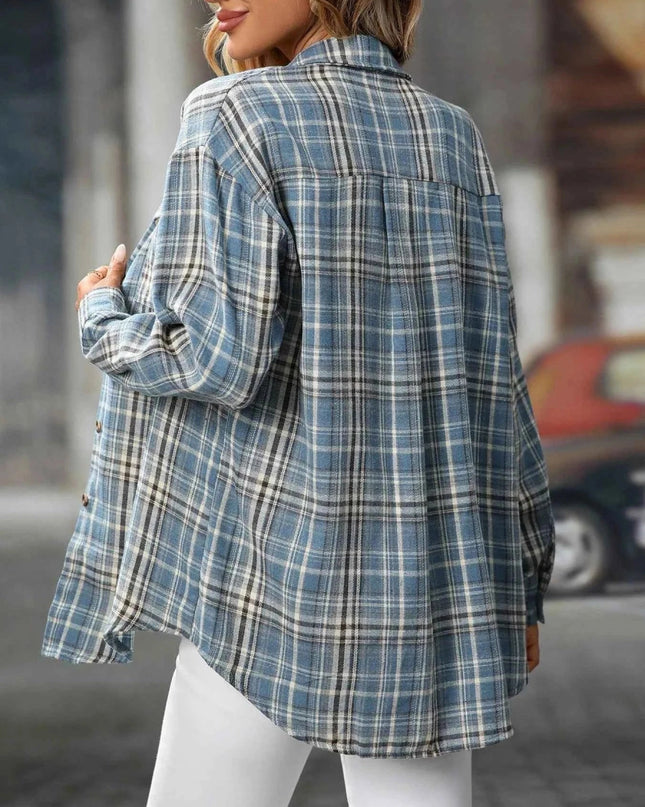 Oversized Plaid Shirt for Effortless Style and Comfort - Trendsi