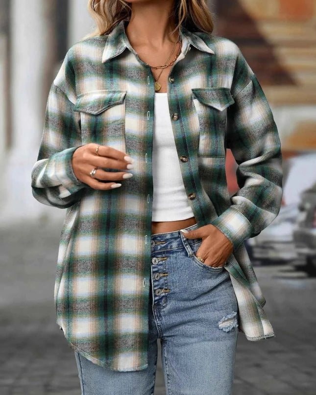 Oversized Plaid Shirt for Effortless Style and Comfort - Trendsi