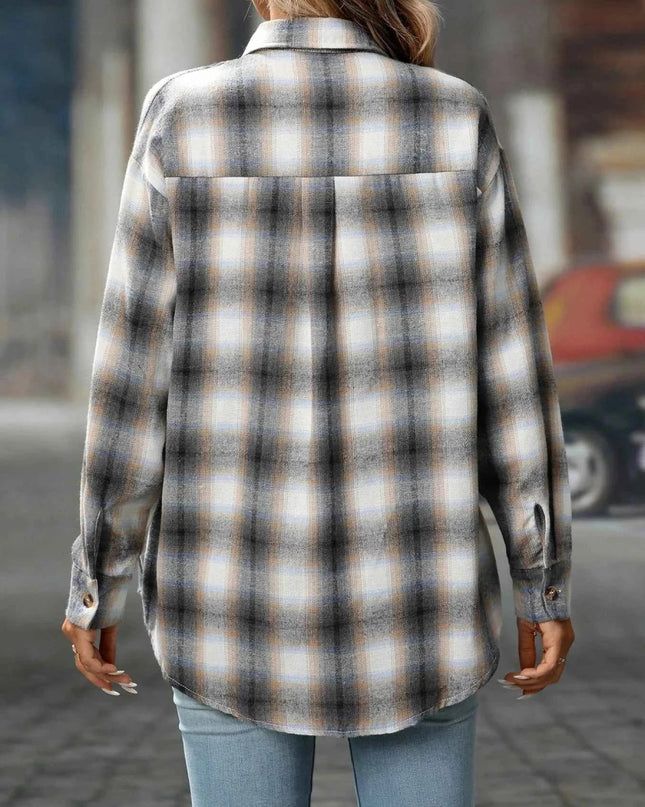 Oversized Plaid Shirt for Effortless Style and Comfort - Trendsi