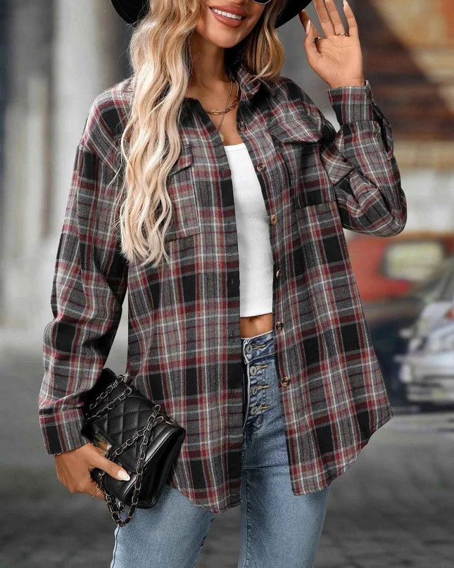 Oversized Plaid Shirt for Effortless Style and Comfort - Trendsi