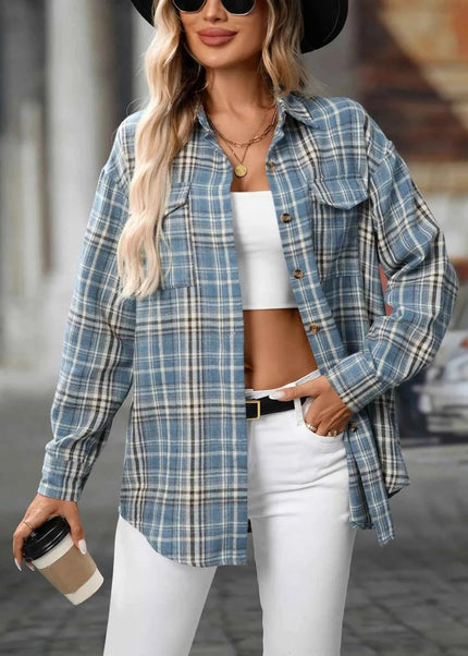 Oversized Plaid Shirt for Effortless Style and Comfort - Trendsi