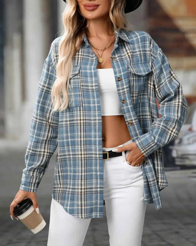 Oversized Plaid Shirt for Effortless Style and Comfort - Trendsi