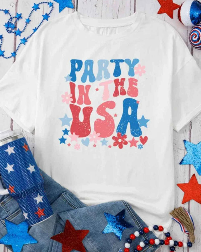 PARTY IN THE USA Graphic Oversized Tee - Trendsi