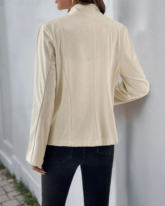 Perfee Button Up Mock Neck Jacket - Trendsi