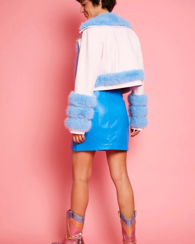 Pink Faux Leather Biker Jacket with Fur Lining - Faux Leather Jackets - Buy Me Fur Ltd