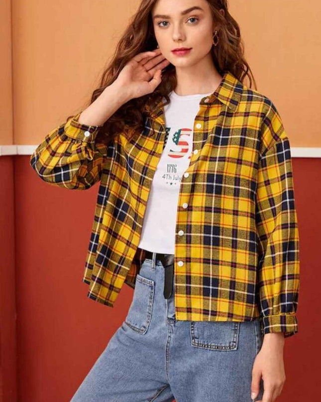 Plaid Button Down Shirt - Trendsi