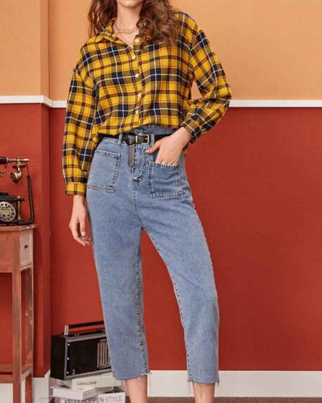 Plaid Button Down Shirt - Trendsi