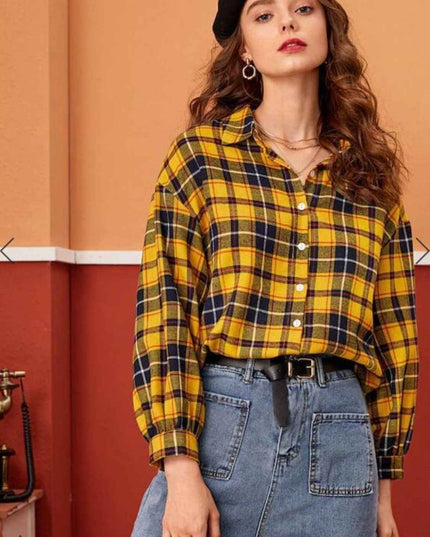 Plaid Button Down Shirt - Trendsi