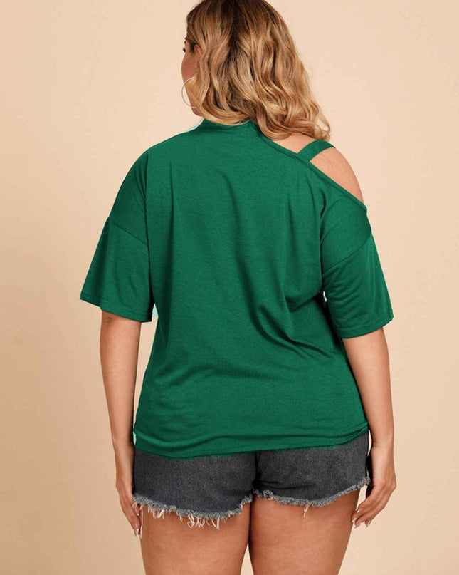 Plus Size Tied Cold - Shoulder Tee Shirt - Trendsi
