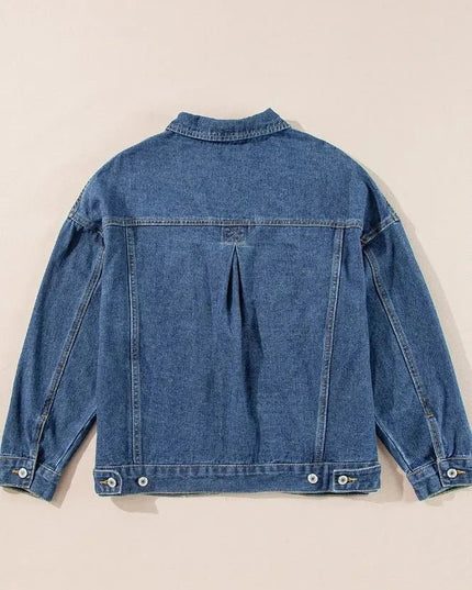 Pocketed Button Up Denim Jacket - Trendsi