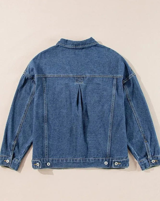 Pocketed Button Up Denim Jacket - Trendsi